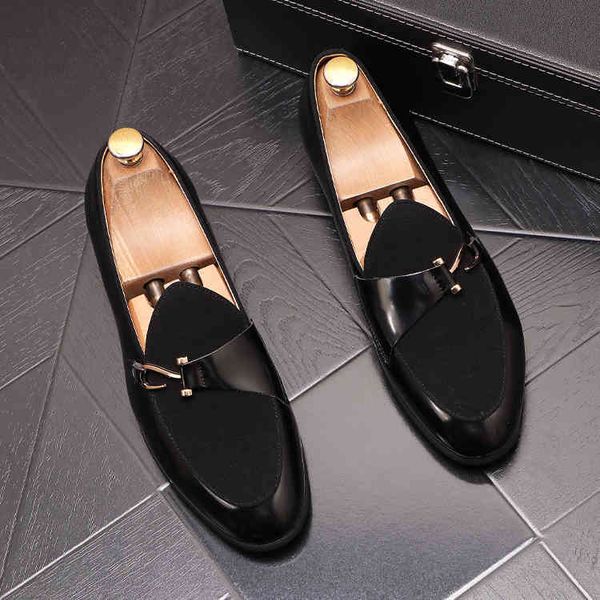 

wedding italian style dress leather shoes fashion designer breathable brand office business party loafers spring autumn handmade black