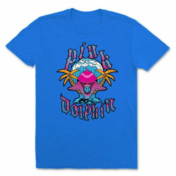 

pink dolphin men's palms of paradise short sleeve t shirt blue tee t-shirt cloth popular tagless tee shirt sport hooded sweatshirt hood
