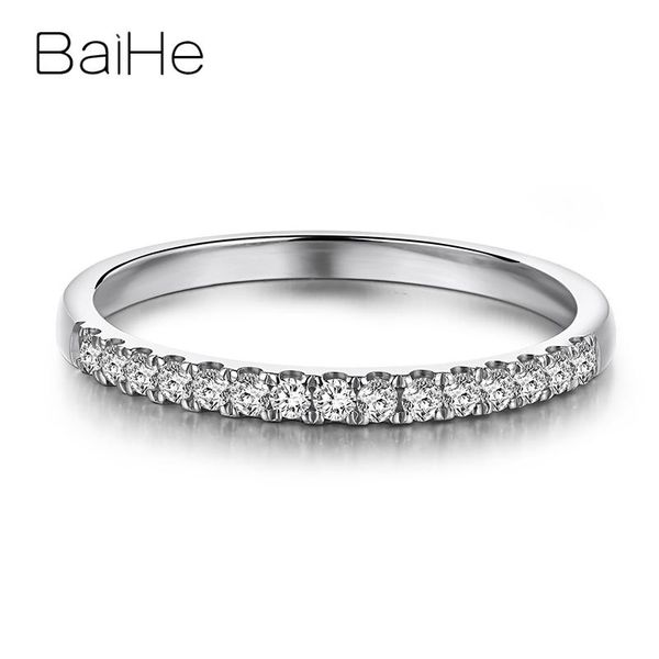 

cluster rings baihe solid 18k white gold 0.15ct/0.22ct/0.26ct round natural diamond wedding gift women trendy fine jewelry unique ring, Golden;silver