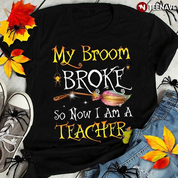 

my broom сломал так теперь я учитель футболка спортивная с капюшоном hoodie