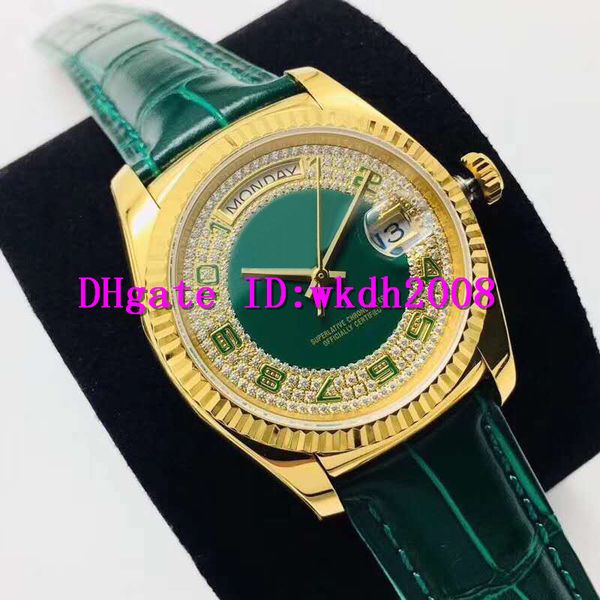 

new day date 118138 mens watches diamond luxury watch eta 2836 automatic mechanical sapphire crystal 18k gold luxury mens wristwatch, Slivery;brown