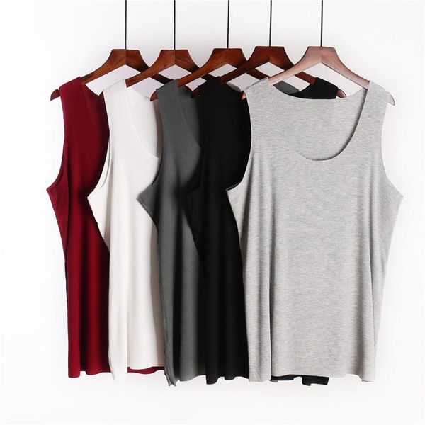 

men' tank 2021 men summer modal undershirt male bodybuilding fitness sleeveless vest plus size xl-4xl thin 1, White;black