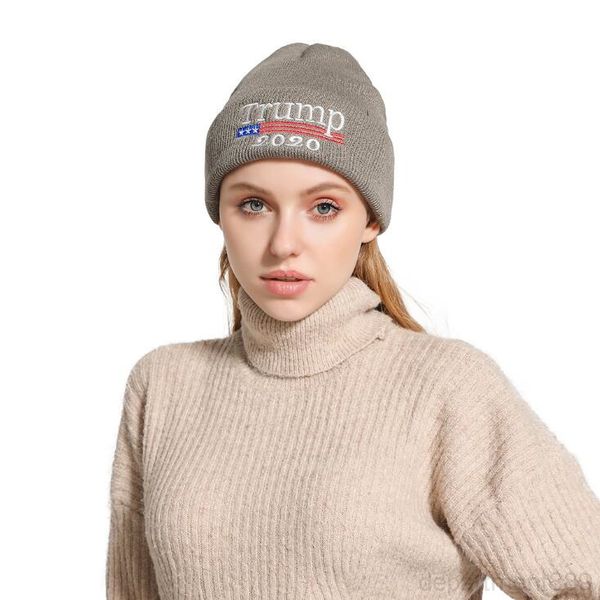 

knitted hat trump embroidery head cap sport casual keep warm caps fashion solid knitting woollen hats for men and women dhb1366