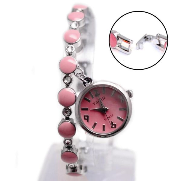 

classical hanging clock jewelry watch, cute slim girl, pink blue lovely pendant bracelet slim ladies watch analog quartz wrist, Slivery;brown