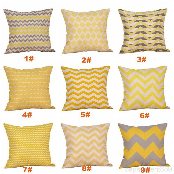 

linen yellow twill grey cushion cover nordico geometric style home decorative pillow case 45x45cm owf2733