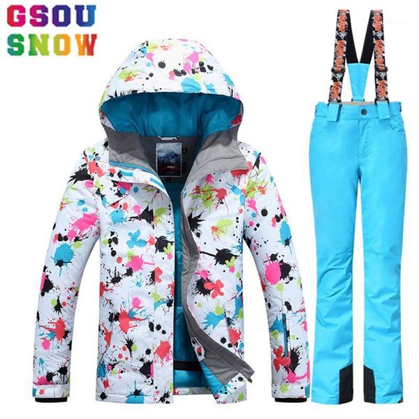 

skiing jackets women's clothes winter ski jacket pants set waterproof thick warm hooded outdoor skating snow snowboard suits1