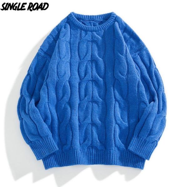 

singleroad mens knitted sweater men 2020 winter solid oversized christmas sweater jumper hip hop pullover blue men, White;black