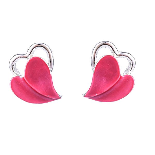 

women earrings pink enamel heart stud earrings for women fashion ladies jewelry small wedding party jewelry earrings designs earring, Silver