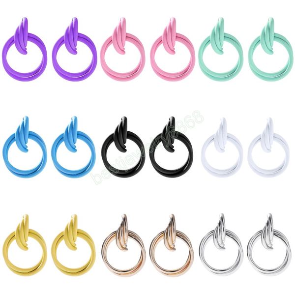 

trendy metal round pendant dangle earrings for women candy color spray paint earrings boho statement jewelry wedding, Silver