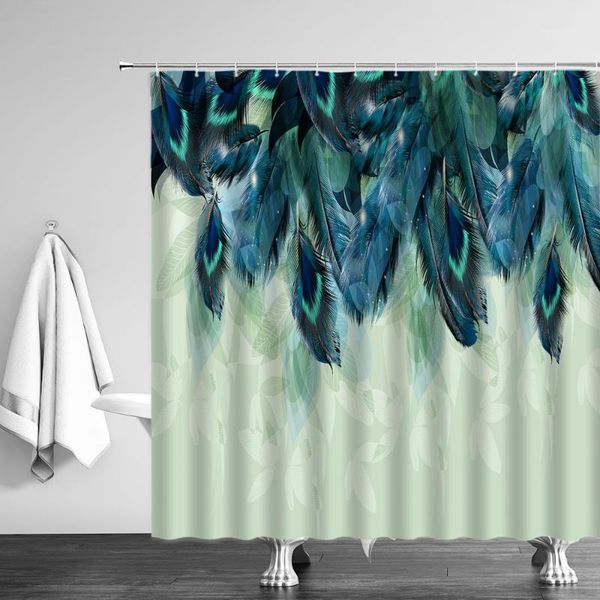 

polyester fiber bath curtain 3d peacocks printed shower curtains with hooks waterproof for home bathroom decor bath screen