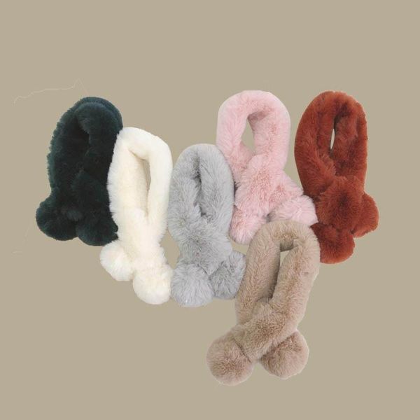

autumn winter pure color korean children's imitation fur boys girls baby baby scarf warm plush thick soft scarf c86, Blue;gray