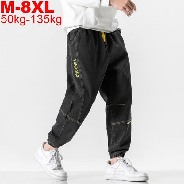 

men's jeans harem hip hop 5xl 8xl denim trousers kpop korean style clothes oversized pants men fashions blue harajuku joggers