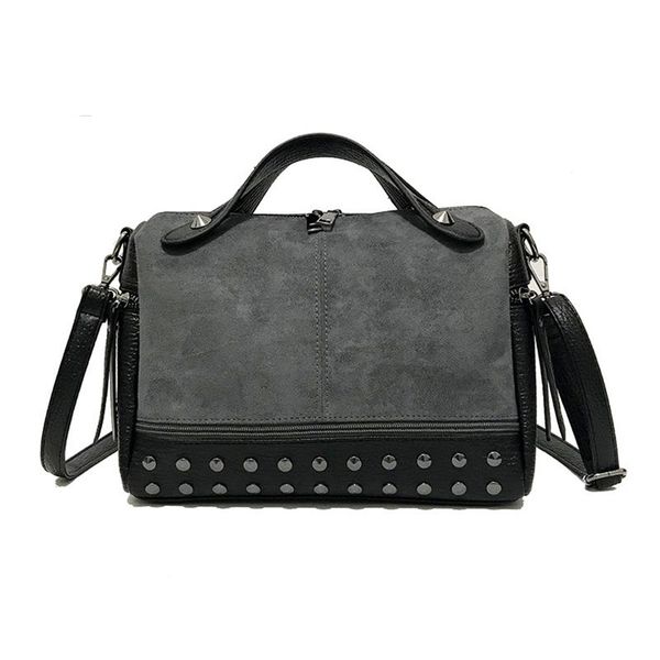 

zzslhl vintage rivet shoulder bag women pu leater crossbody bag luxury messenger brand lady handbag large shopping purse