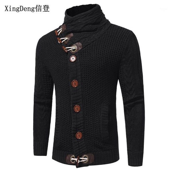 

xingdeng turtleneck clothing wool shirt men autumn coat knitwear fashion turtleneck casual pullover long sleeve shirt1, Black