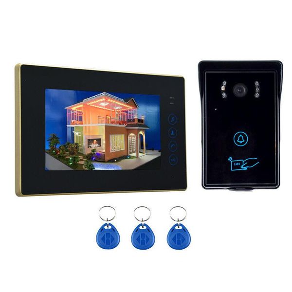 

7-inch smart video intercom doorbell home swipe card wired building access control system set