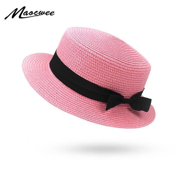 

wide brim hats women's straw hat flat bow tie summer sun for women paper ladies girl beach chapeu feminino, Blue;gray