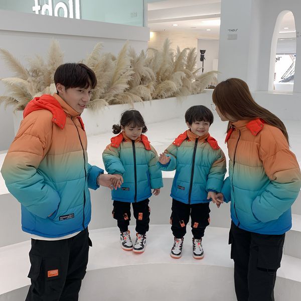 

new design parent-child clothing kids winter gradient ramp jacket nylon