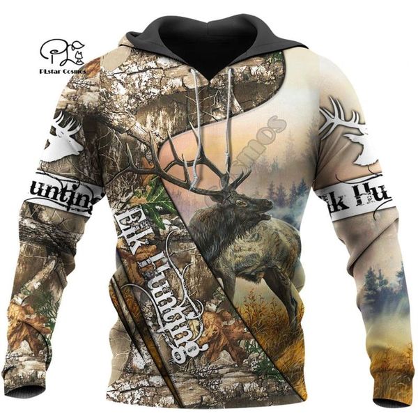 

men's hoodies & sweatshirts plstar cosmos animal deer elk hunting camo tattoo fashion tracksuit streetwear men/women 3dprint pullover b, Black