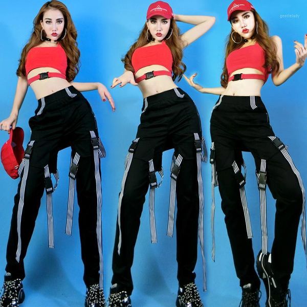 

stage wear sexyÂ stageÂ costumeÂ women hip hop performance clothing adults dj dancer nightclub rave festival outfit overalls dnv121471, Black;red