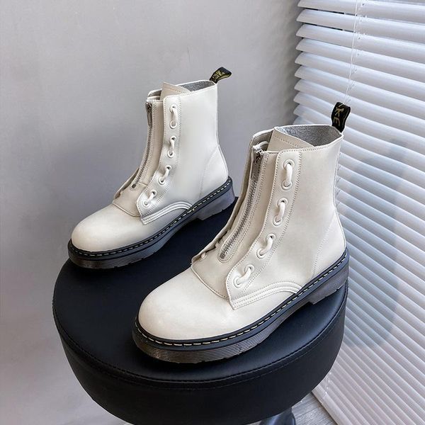 

женская обувь сапоги осень zipper пинетки дамы плоский каблук узелок круглого toe роскошная rock white голеностопного med лолита, Black