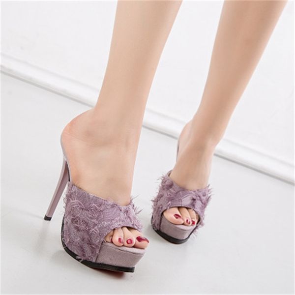 

new fresh 2021 in the open air wear open-toed toe two inches high heels slippers selling stiletto pumps woman shoes 0btk, Black