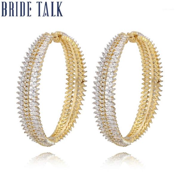 

hoop & huggie bride talk super big size shows face small temperament earrings micro pave zircon cz christmas dating jewelry gift1, Golden;silver