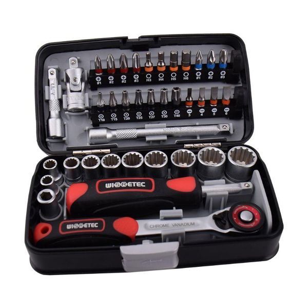 

38pcs mini ratchet wrench set 1/4" socket hex head screwdriver slot bike repair