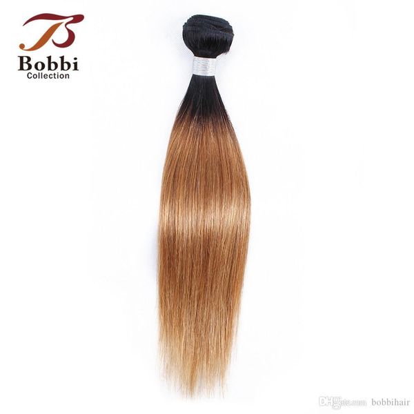 

brazilian virgin hair weave bundles straight ombre honey blonde color 1b 27 two tone 1 bundle 10-24 inch remy human hair extensions, Black