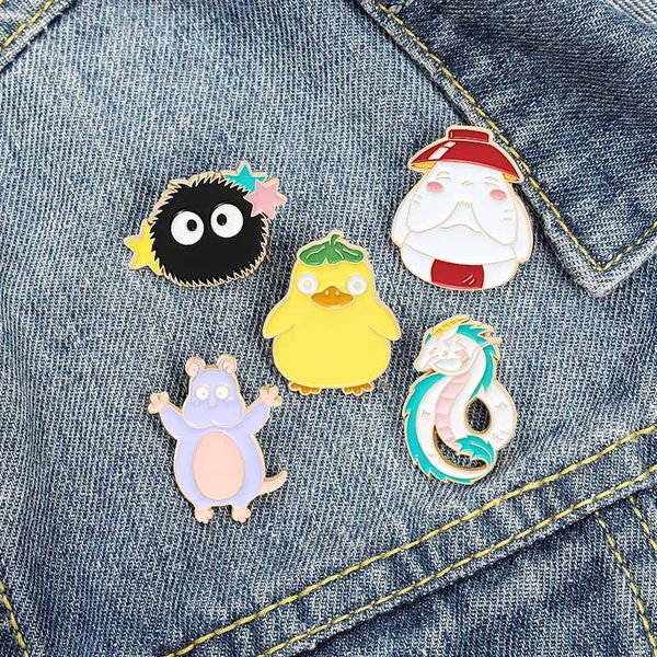 

creativity cartoons animal enamel pins little yellow chicken rabbit cute brooch collar backpack clothes jewelry badge gifts, Gray