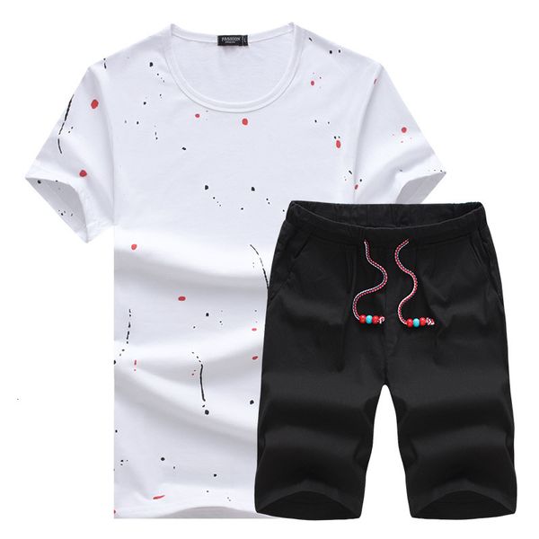 

2021 new track suit 2 piece summer clothes men polka dot shirt and shorts set sweat suits breathable street wear fashion ij5o, Black
