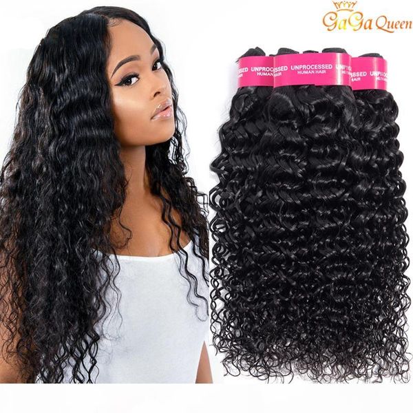 

8a peruvian virgin hair water wave 3 or 4 bundles unprocessed peruvian water wave human hair extensions gagaqueen, Black