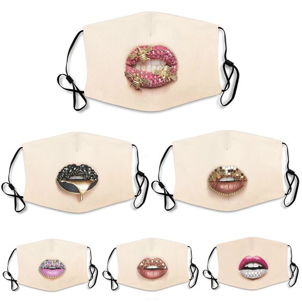 

designerfashion face masks dust-proof anti-fog creative washable colorful lip diamond star masks health protective mask