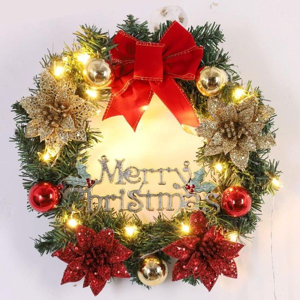 

40cm garland композиция рождественского орнамент spruce венок с led light передней дверью главной партия xmas нового год висячий garland