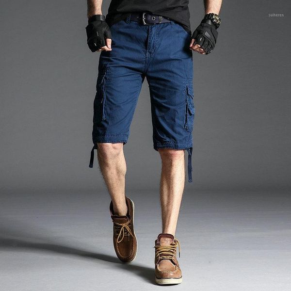 

solid outdoor cargo shorts men cotton casual summer mens shorts 2020 new multi-pocket bermuda men's1, White;black