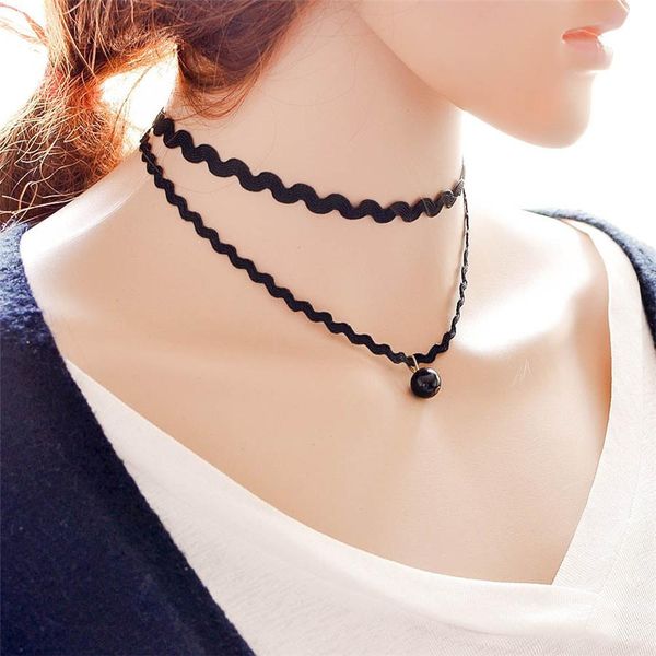 

подвеска женщина choker цепи кожа веревка черный для двойной ahmed ожерелье ln23 шарика подарков змейки ожерелья панк ювелирных изделий тату, Golden;silver