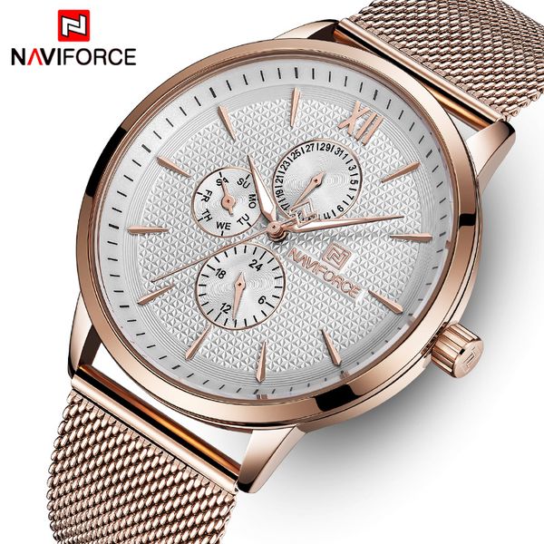 

naviforce brand luxury men stainless steel ultra thin watches male date quartz clock sports watch relogio masculino