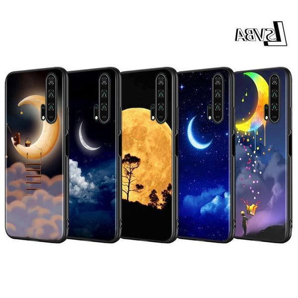 

черная крышка huawei v30 9x 8x 10i 10 9 lite shell фантазия луны для honor 8s 8 7с 7а pro phone case