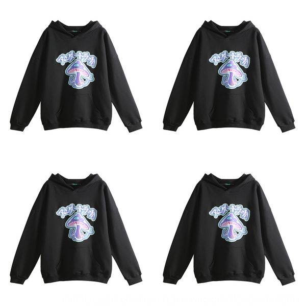 

lawfoo new autumn winter 2020 guochao funny cartoon mushroom printed lawfoo new autumn winter hoodie 2020 guochao men's funny cartoon m, Black