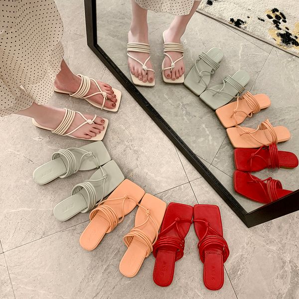 

low heeled slippers women summer fashion versatile toe set square head flat heel covered feet cool slippers women x1020, Black