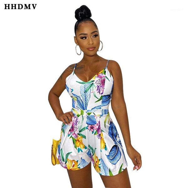 

hhdmv women 2020 new fashion summer casual holiday style jumpsuits sleeveless condole belt printed jumpsuits short pants1, Black;white