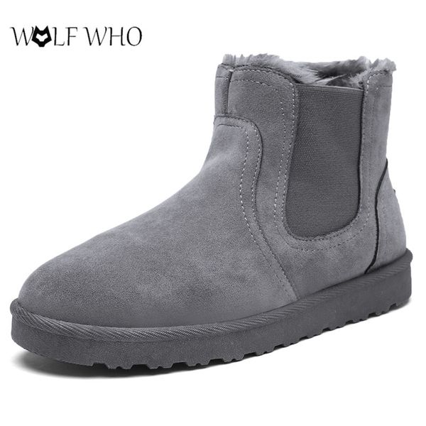 

men snow boots comfortable flock leather boots men warm plush winter sneakers botas hombre couple soft ankle boots erket bot 201026, Black