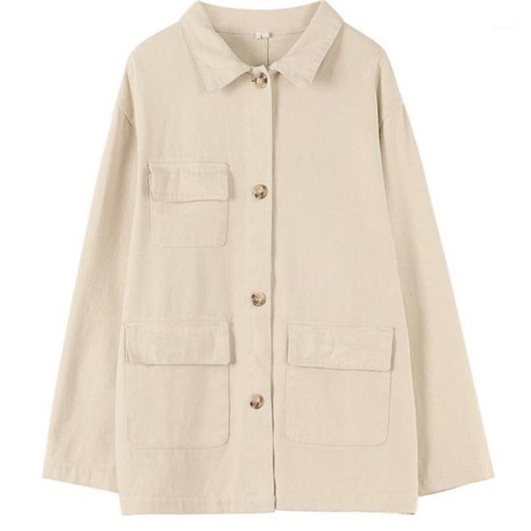 

new solid turn-down collar jean jacket for women loose casual beige fashionable women coats female outwear denim femininec0641, Black;brown