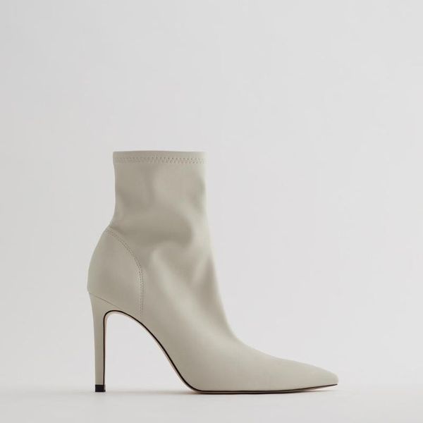 

women's shoes martin boots 2020 winter new women's shoes beige stretch boots high heel pointed toe thin heel, Black