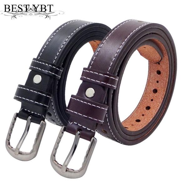 

ybt women imitation leather belt alloy pin buckle belt retro casual double line classic fashion cowboy decorate women, Black;brown