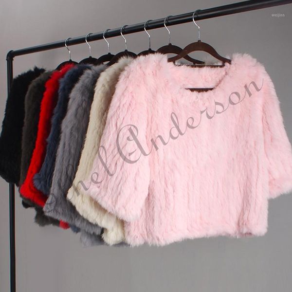 

ethel anderson beauty knitted real fur coat lady pullover jacket waist short fur sweater half sleeve vest wholesale1, Black