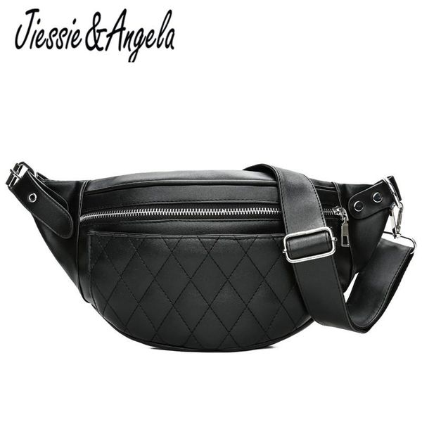 

waist bags jiessie & angela women fanny belt bag chest fashion female crossbody single strap pack black