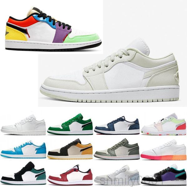 

mens 1 basketballs shoes low og 1s womens game royal gym red banned bred chicago black toe court purple pine green unc sneakers 3-yq