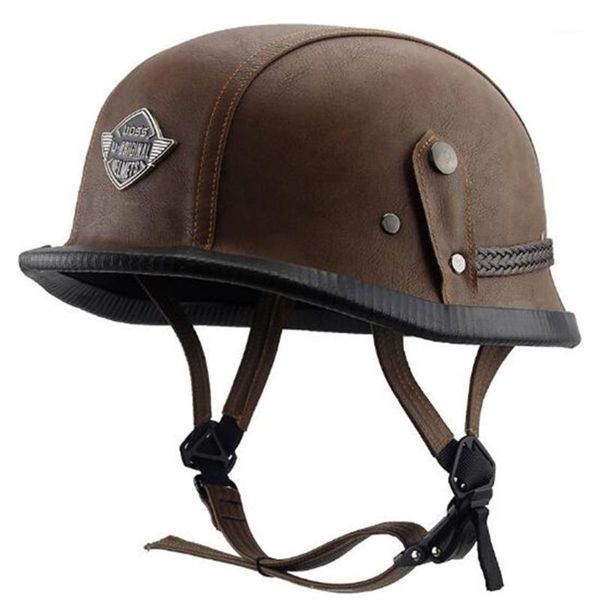 

motorcycle helmets pu half face vintage helmet retro german ,cafe racer,scooter,cruiser,chopper,matte black,eps lining,dot approved1