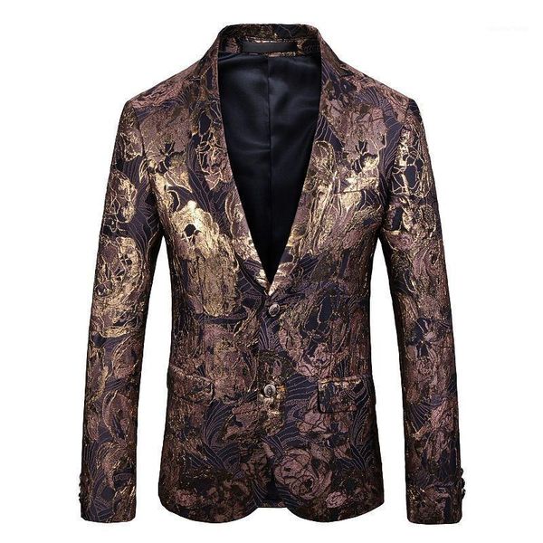

gold floral blazer men party stage singer costume homme costume homme mariage 2021 spring brand new mens patchwork blazer jacket1, White;black