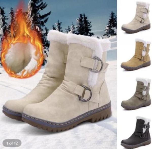 

2020 women snow boots waterproof winter keep warm thick fur plush insole flat shoes lace-up boots woman large size 34-431, Black